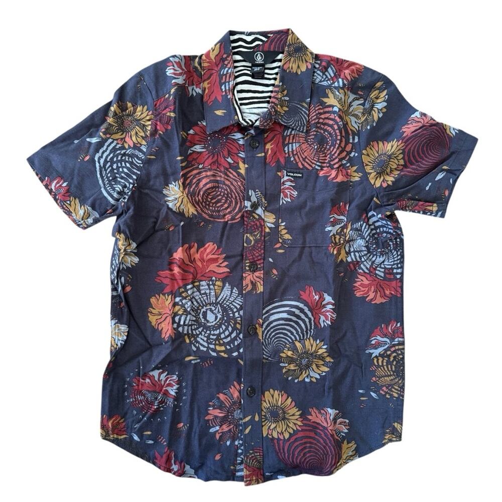 Volcom Boys’ Stoney Delusion Short Sleeve Woven Shirt Size 10 M Skateboarding